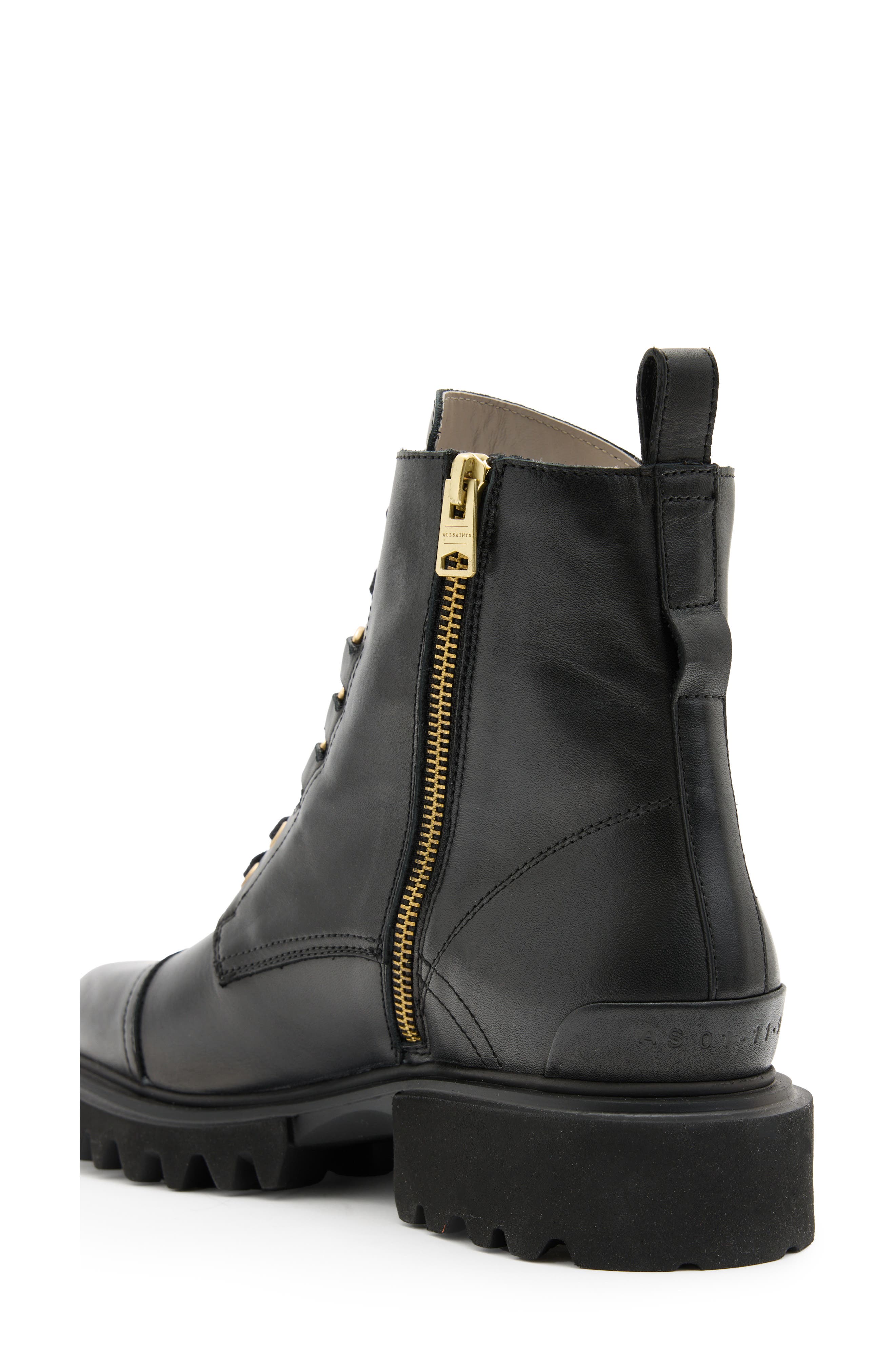Lydia Cap Toe Combat Boot, Alternate, color, BLACK