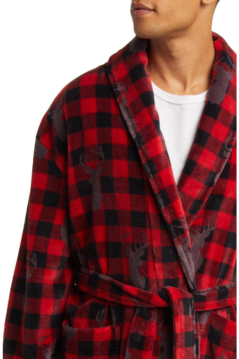 Chalet Chic Fleece Robe, Alternate, color, RED DEER