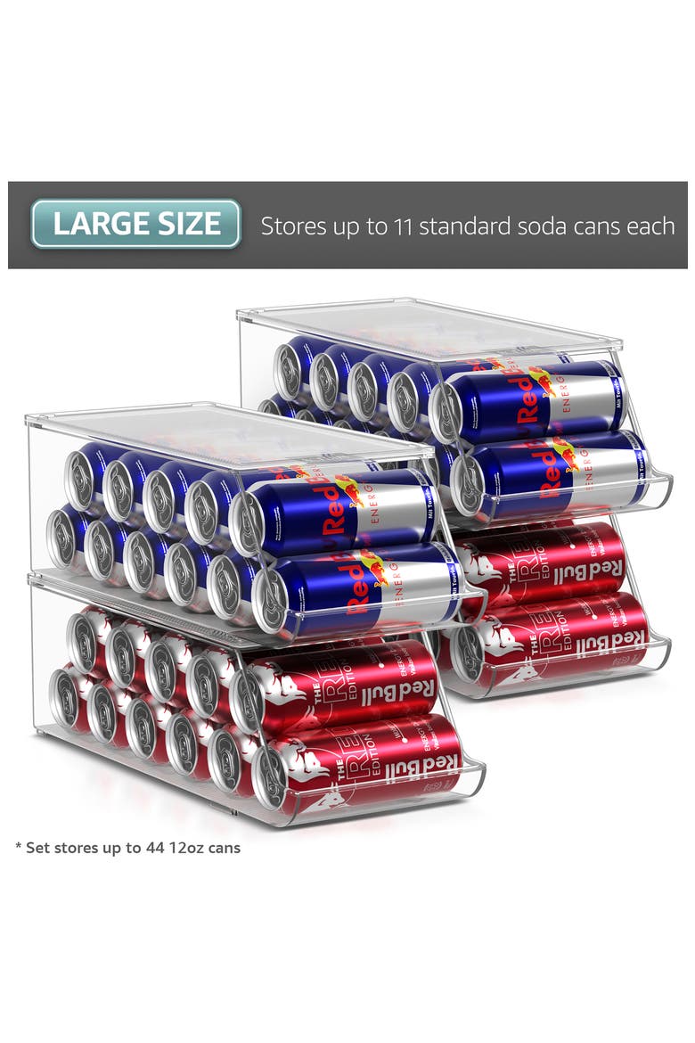 4-Pack Stackable Slim Can Bins, Alternate, color, CLEAR