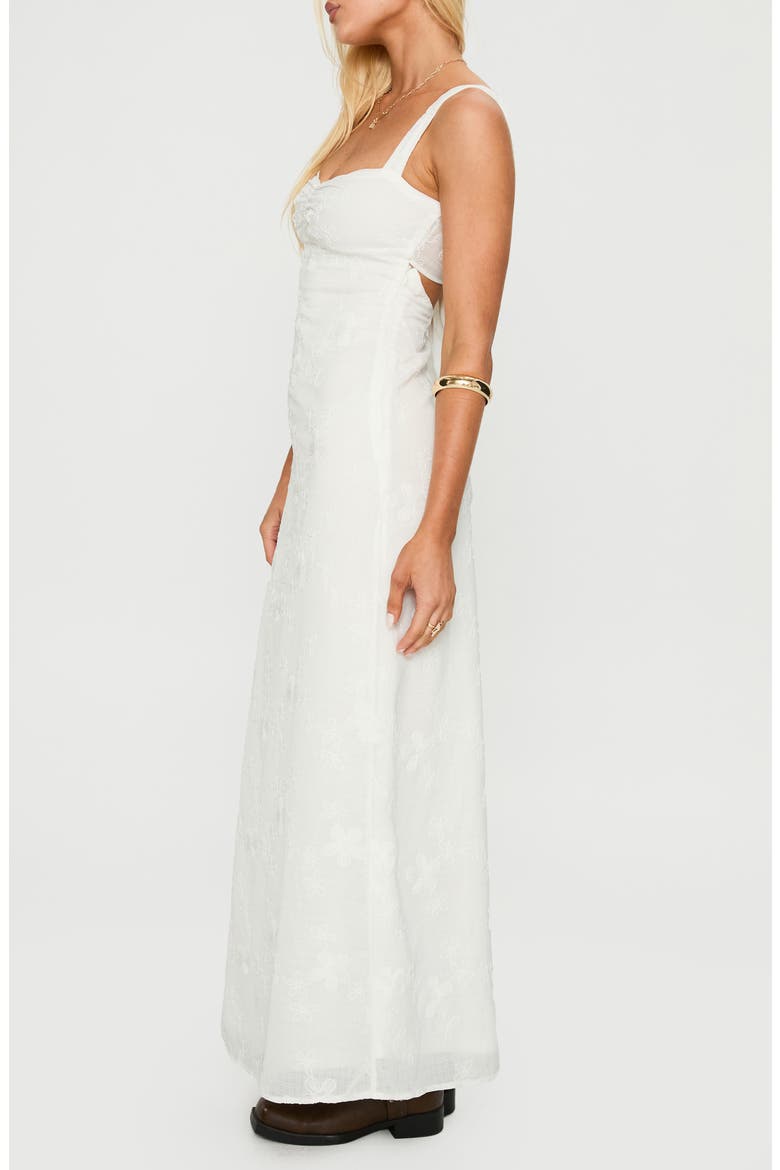 Maisone Floral Embroidered Maxi Dress, Alternate, color, WHITE