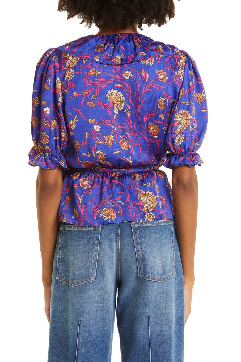 Chella Puff Sleeve Peplum Top, Alternate, color, BLEU