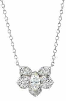 SAVVY CIE JEWELS Pavé Cubic Zirconia Orchid Pendant Necklace