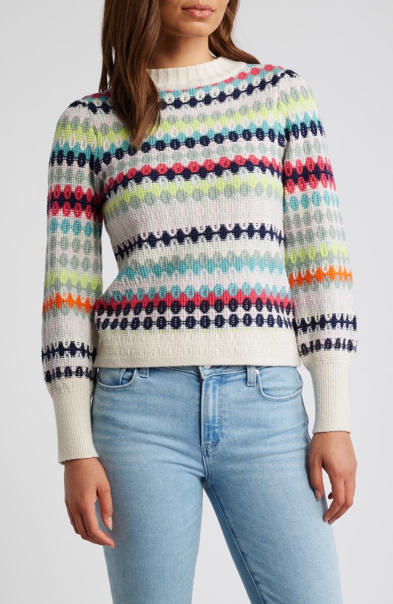 NIC+ZOE Cotton Blend Waffle Sweater, Main, color, Pink Multi