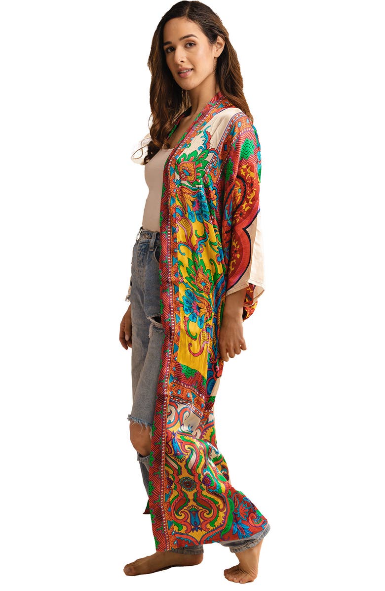 SAACHI Medallion Print Duster, Alternate, color, Orange