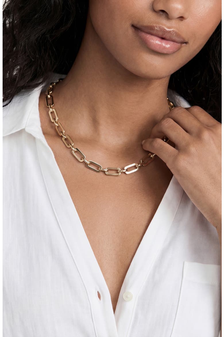 Rectangular Chain Necklace, Alternate, color, GOLD