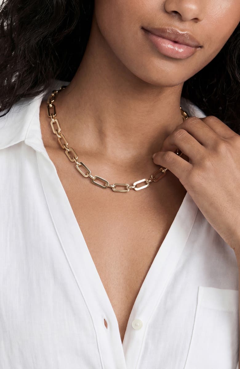 Ettika Rectangular Chain Necklace, Alternate, color, Gold