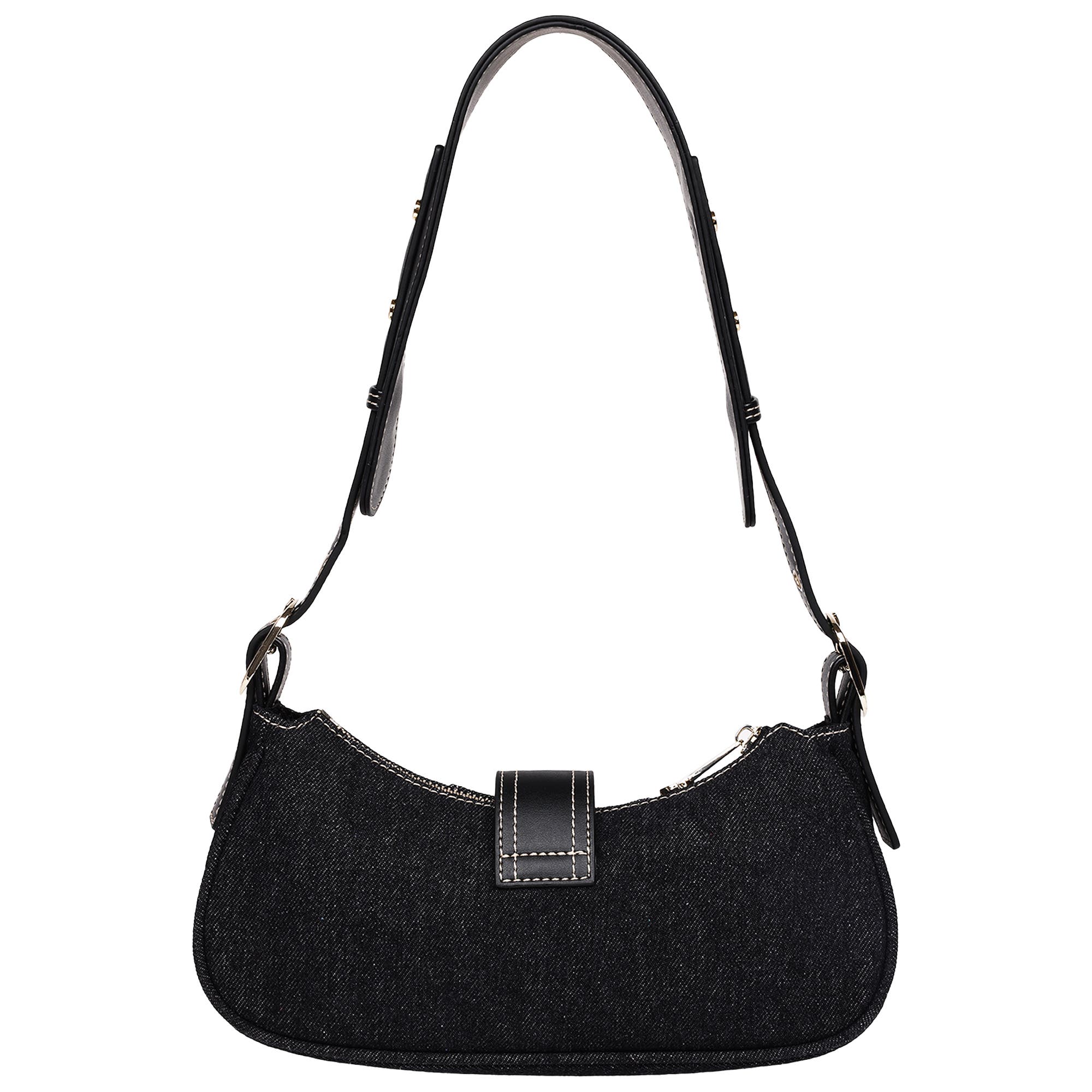 True Religion Multi-Strap Denim Shoulder Bag, Alternate, color, Black