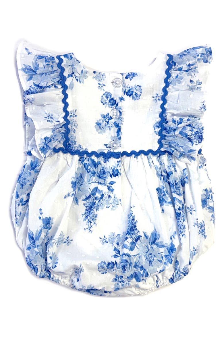 Pippa & Julie Floral Dot Clip Romper, Alternate, color, Blue/ White