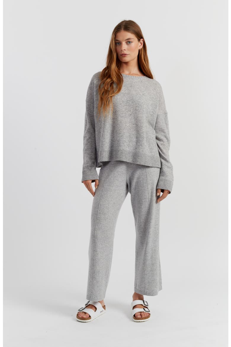 Lightweight Wool-Cashmere Relaxed Sweater, Alternate, color, Light Grey