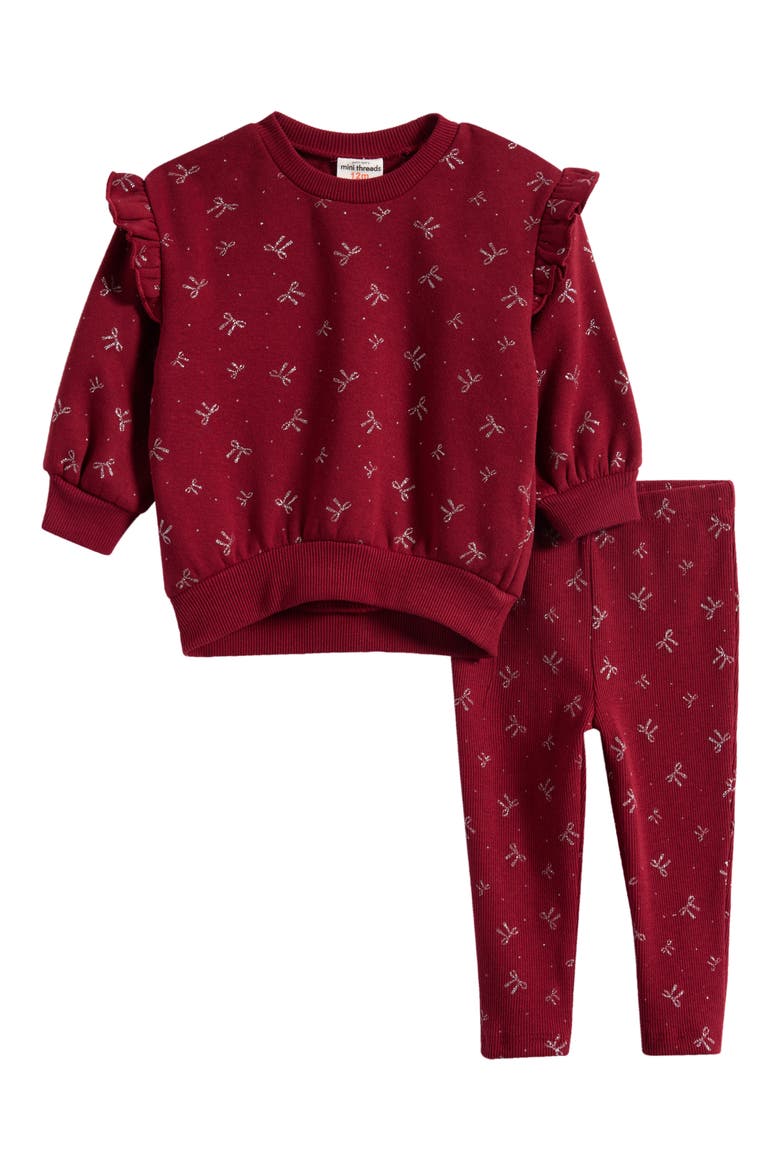 Kids' Gingerbread Sweatshirt & Leggings Set, Main, color, BOWS