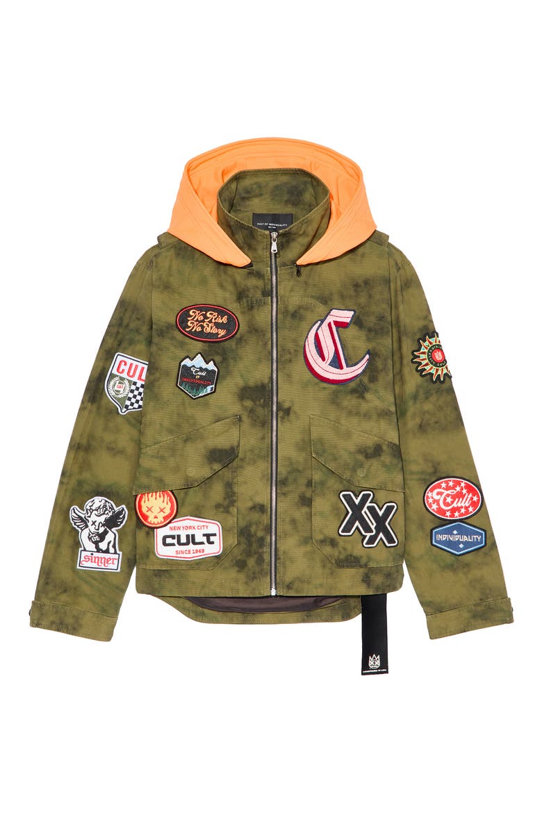 Y2K Patches Cotton Jacket, Alternate, color, CAMO