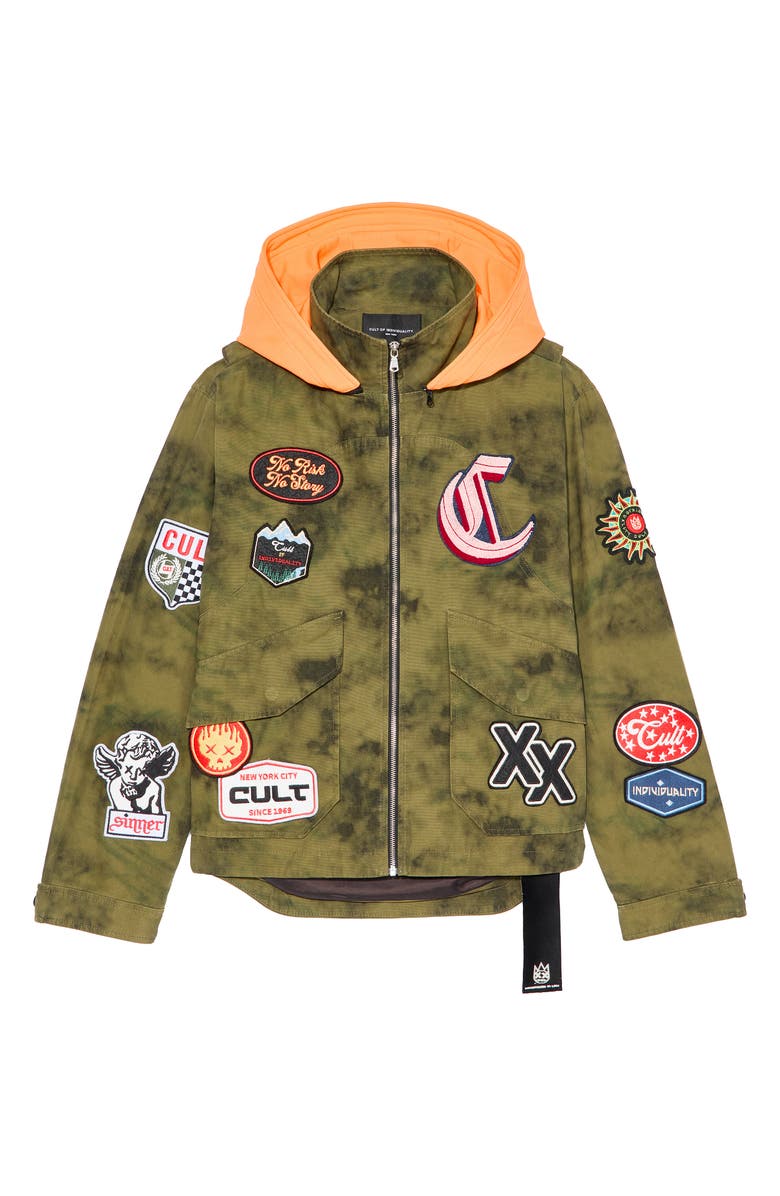 Cult of Individuality Y2K Patches Cotton Jacket, Alternate, color, Camo