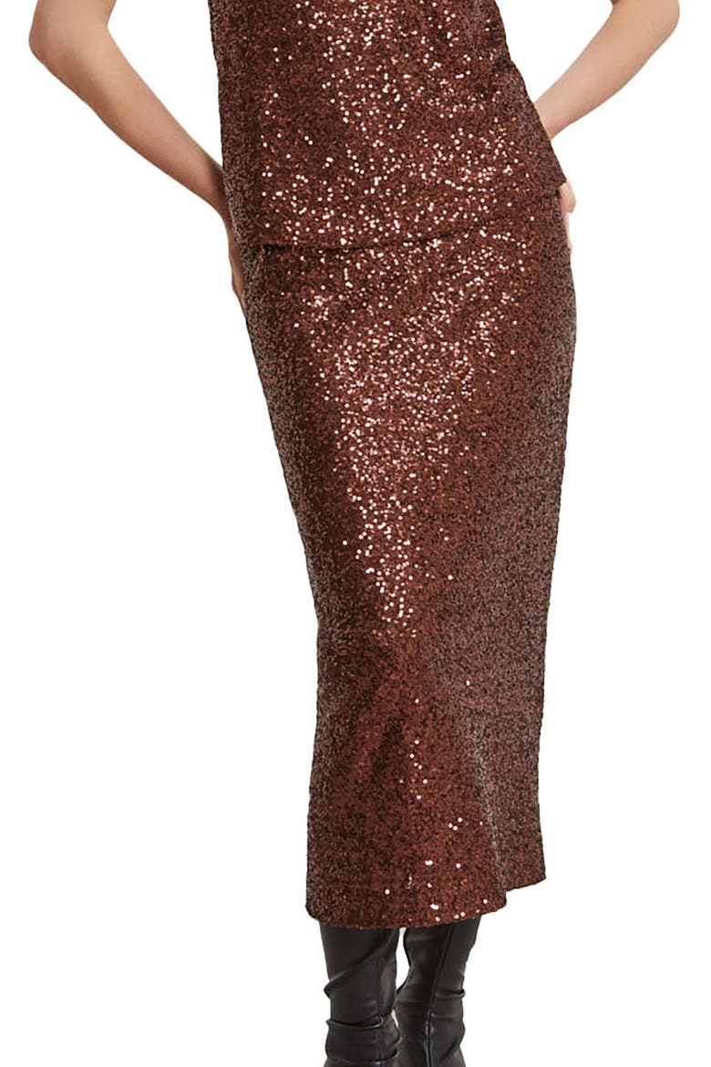 Longuette Skirt With Sequins, Main, color, Bronze
