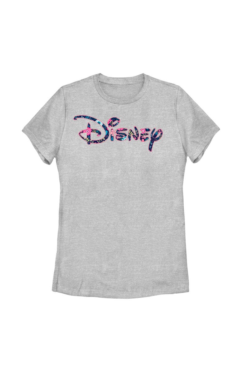 Disney Women's Disney Floral Logo  Graphic T-Shirt, Main, color, Athletic Heather