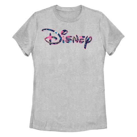 Women's Disney Floral Logo  Graphic T-Shirt