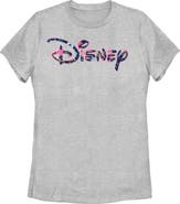 Disney Women's Disney Floral Logo  Graphic T-Shirt