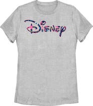 Disney Women's Disney Floral Logo  Graphic T-Shirt