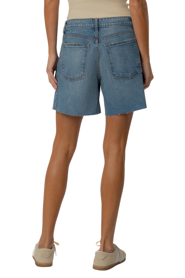 Hailey Raw Hem High Waist Denim Bermuda Shorts, Alternate, color, NOVEL