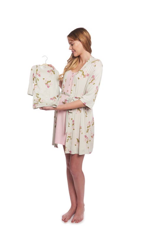 Everly Grey Carolyn During & After 4-piece Maternity/nursing Sleep Set For Mom & Baby In Neutral