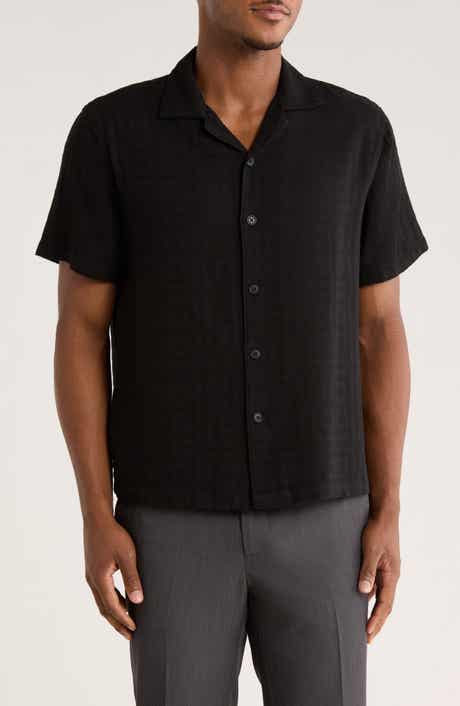 DENIM AND FLOWER Relaxed Fit Textured Cotton Camp Shirt