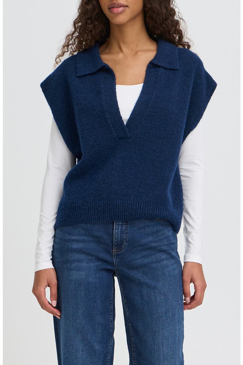 Ihpovoke Collar Sweater Vest, Main, color, BLUEPRINT
