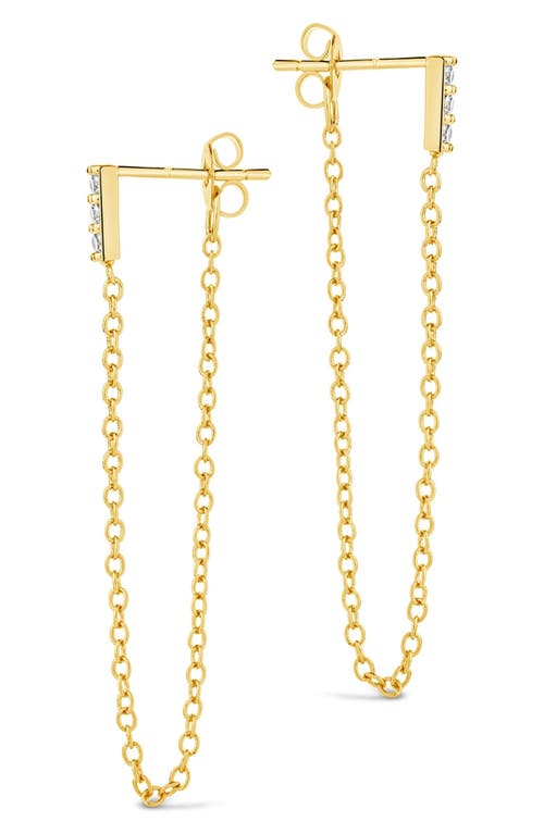 Sterling Forever Chelsea Cubic Zirconia Chain Drop Front/back Earrings In Gold