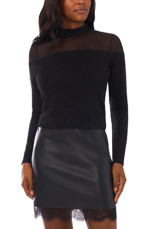 Illusion Yoke Mock Neck Top