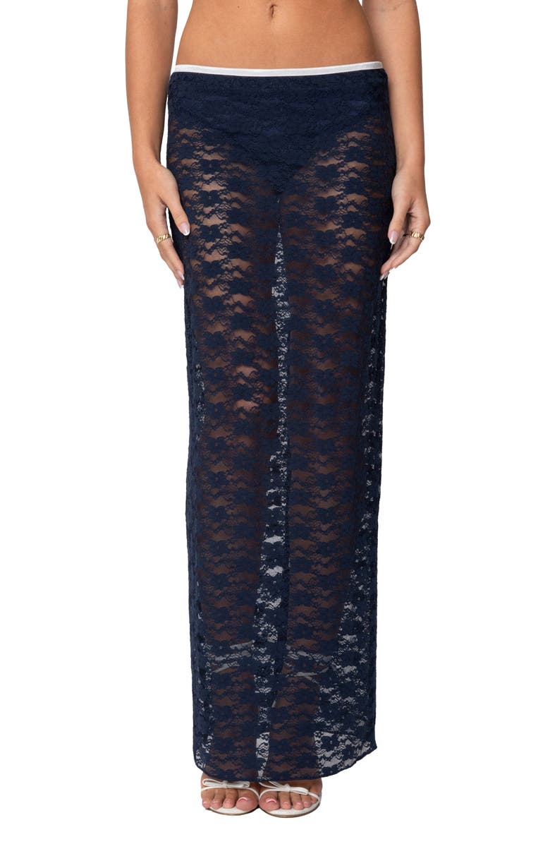 EDIKTED Vara Sheer Lace Maxi Skirt, Main, color, 