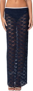 EDIKTED Vara Sheer Lace Maxi Skirt