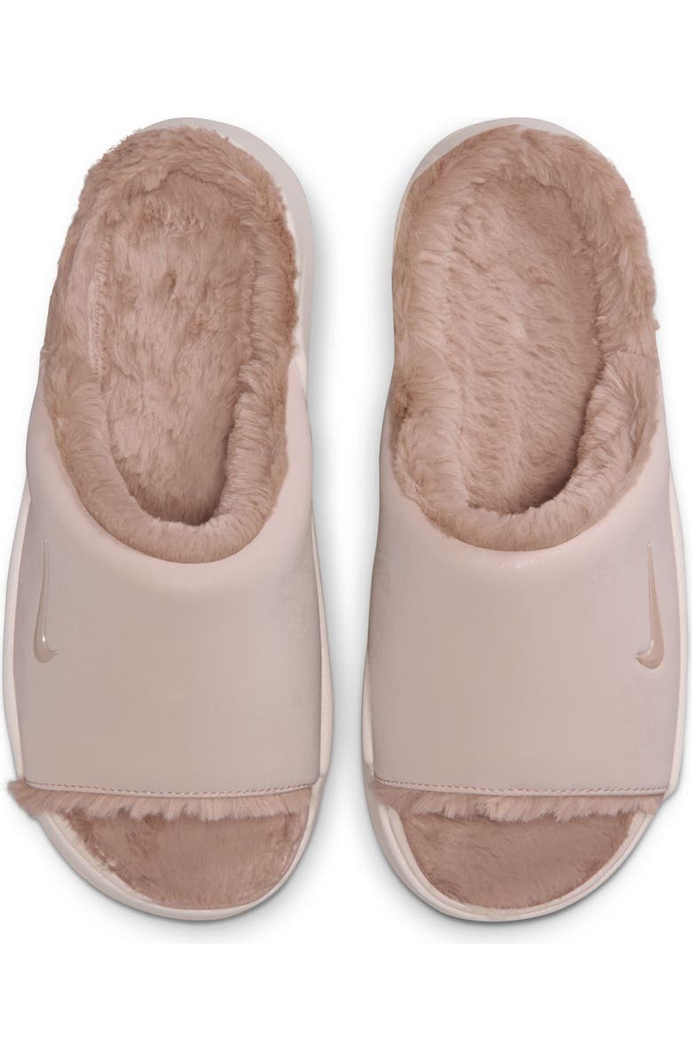 Nike Calm Elevation Faux Fur Lined Platform Slide, Alternate, color, Clay Red/ Clay Red/ Malt