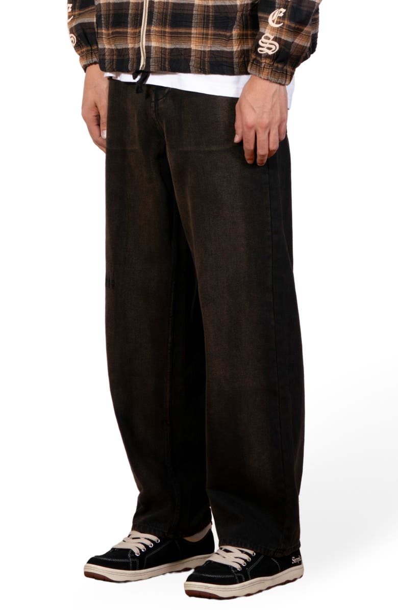 PLEASURES Oil Baggy Wide Leg Jeans, Alternate, color, Dark Brown