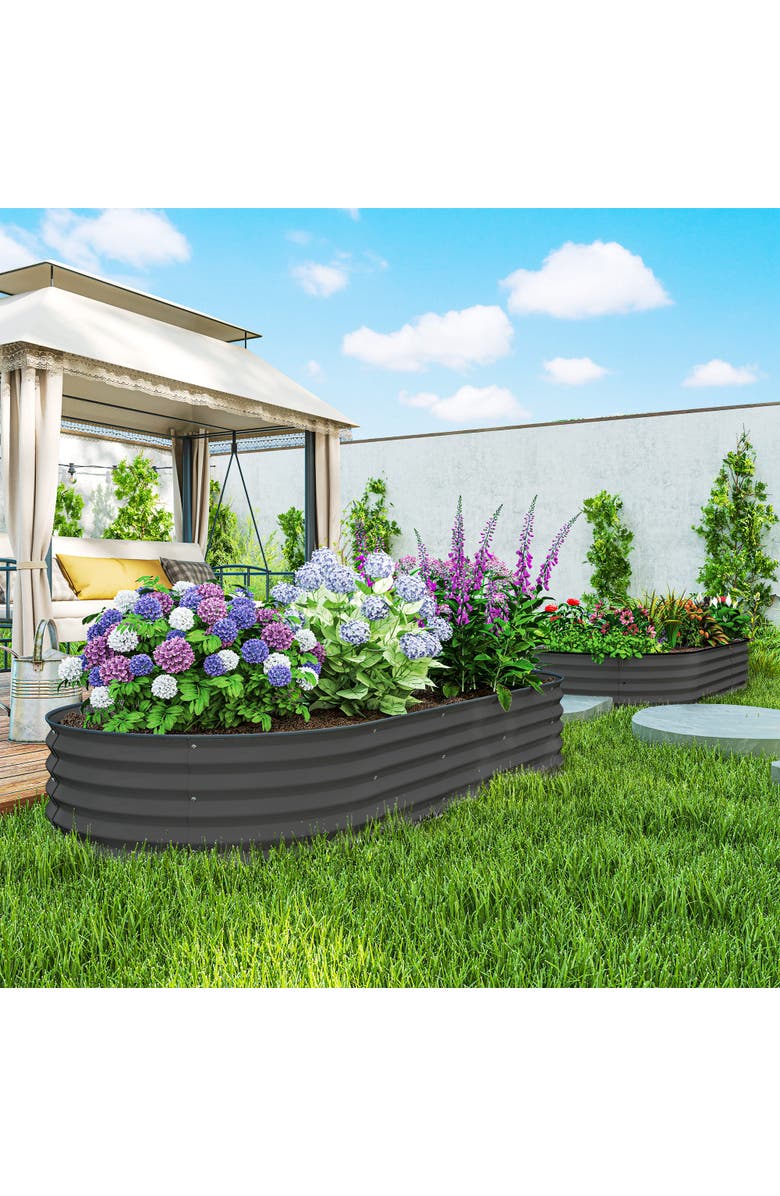 Outsunny Raised,Raised Beds for Gardening for Vegetables, Flowers Garden Bed, Alternate, color, Dark Gray
