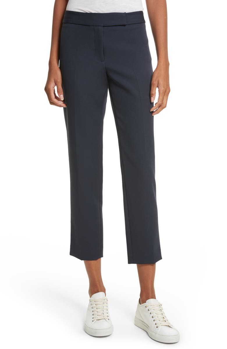 Milly Stretch Crepe Cigarette Pants, Main, color, 