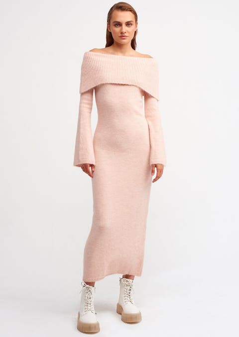Knit Off-Shoulder Sweater Dress