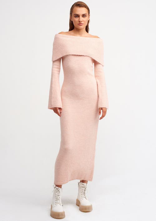 Le Fafo Knit Off-shoulder Sweater Dress In Pink
