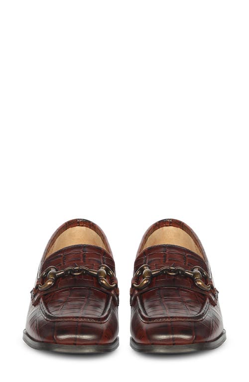 Saint G Jacqueline Croc Embossed Loafer In Brown