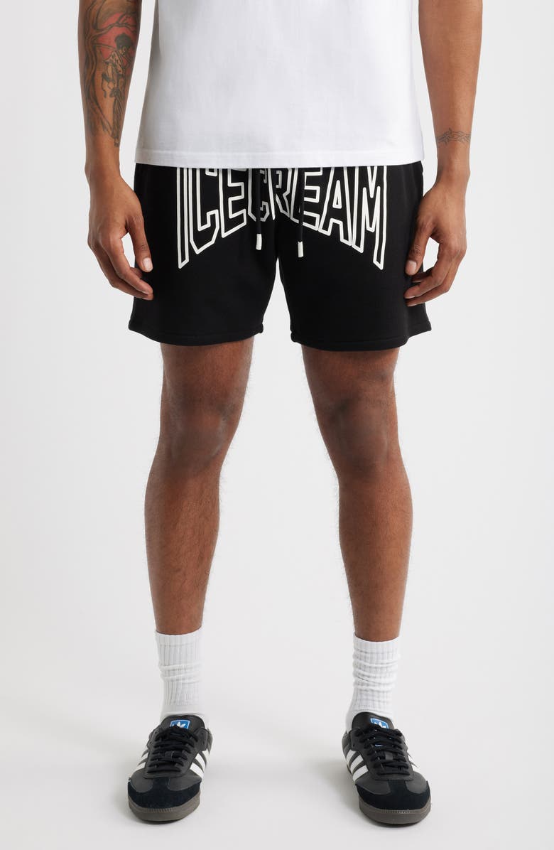 ICECREAM Shot Cotton French Terry Sweat Shorts, Main, color, Black