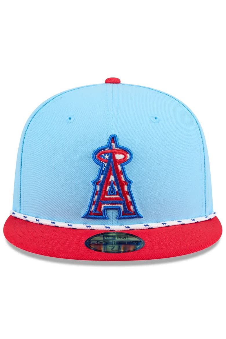 Men's New Era Light Blue/Red Los Angeles Angels 2025 Fourth of July 59FIFTY Fitted Hat, Alternate, color, Light Blue