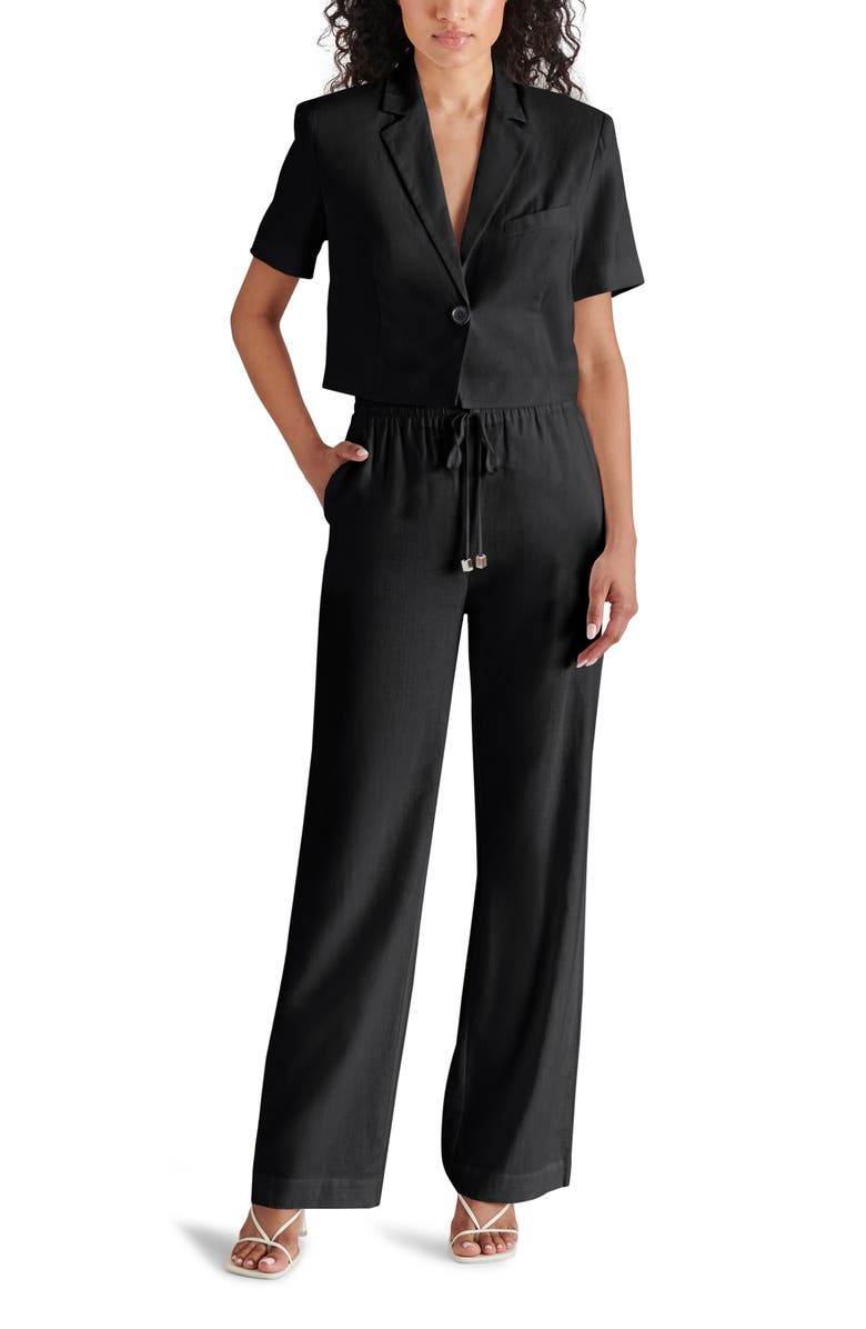 Steve Madden Venetia Linen Blend Drawstring Pants, Alternate, color, Black