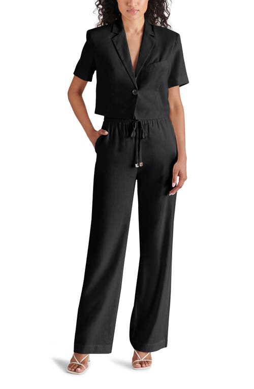 Steve Madden Venetia Linen Blend Drawstring Pants In Black