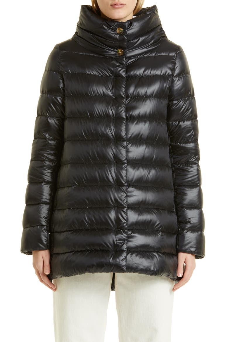 Amelia Water Repellent Down Puffer Coat, Main, color, BLACK
