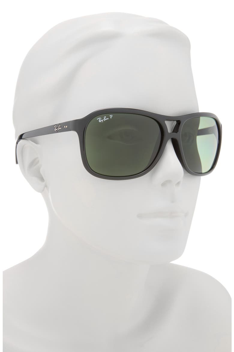 60mm Square Sunglasses, Alternate, color, BLACK