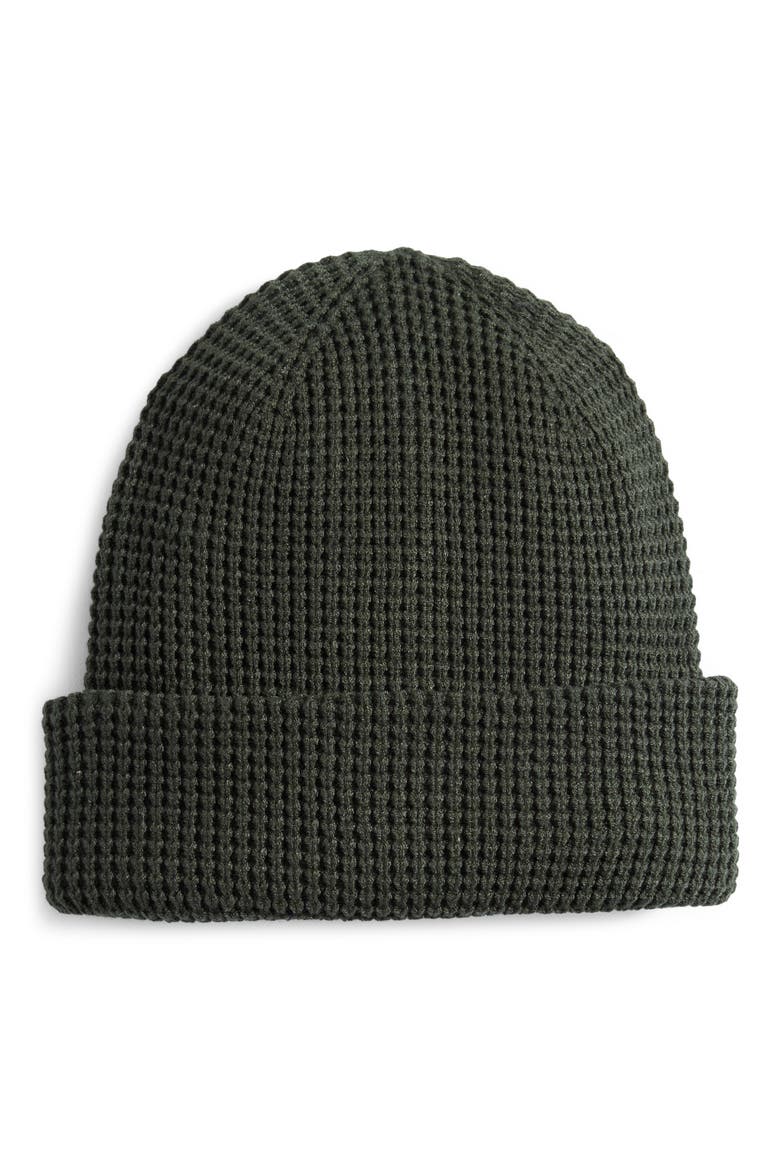 Waffle Knit Beanie, Main, color, FOREST
