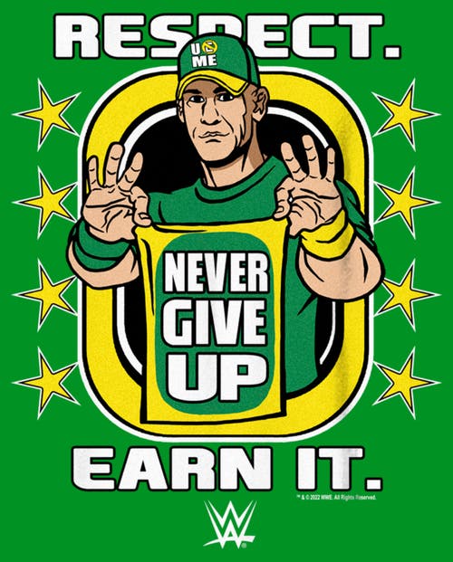 Wwe Boy's John Cena Respect Earn It Graphic T-shirt In Green