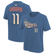 Nike Youth Nike Jackson Chourio Blue Milwaukee Brewers 2026 City Connect Name & Number T-Shirt