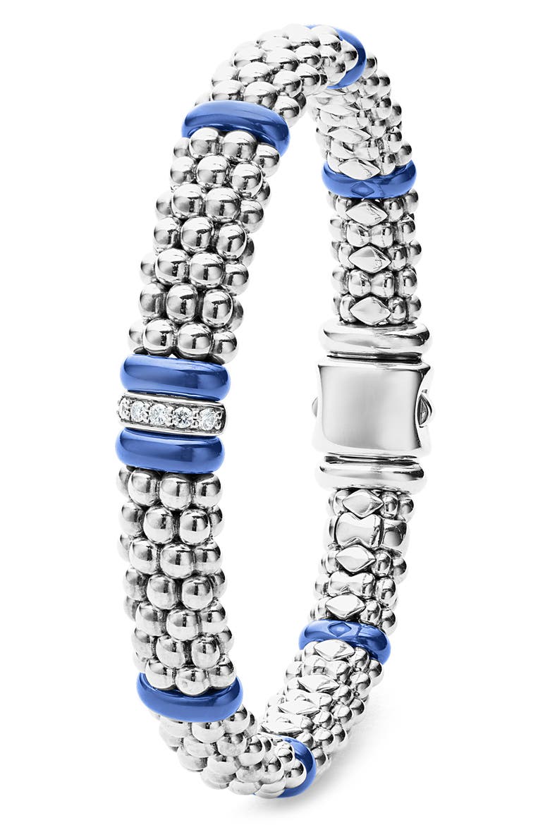Blue Caviar Ceramic Station Rope Bracelet, Alternate, color, STERLING SILVER