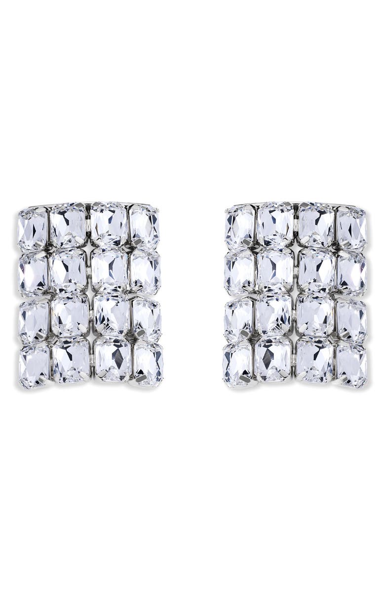 Area Crystal Pavé Earrings, Main, color, Clear Crystal/ Silver