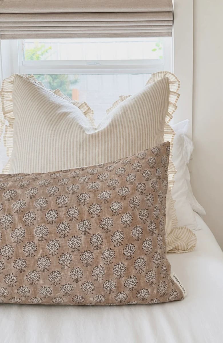 Linen & James Rosie | Soft Blush Floral Handblock Pillow Cover, Alternate, color,
