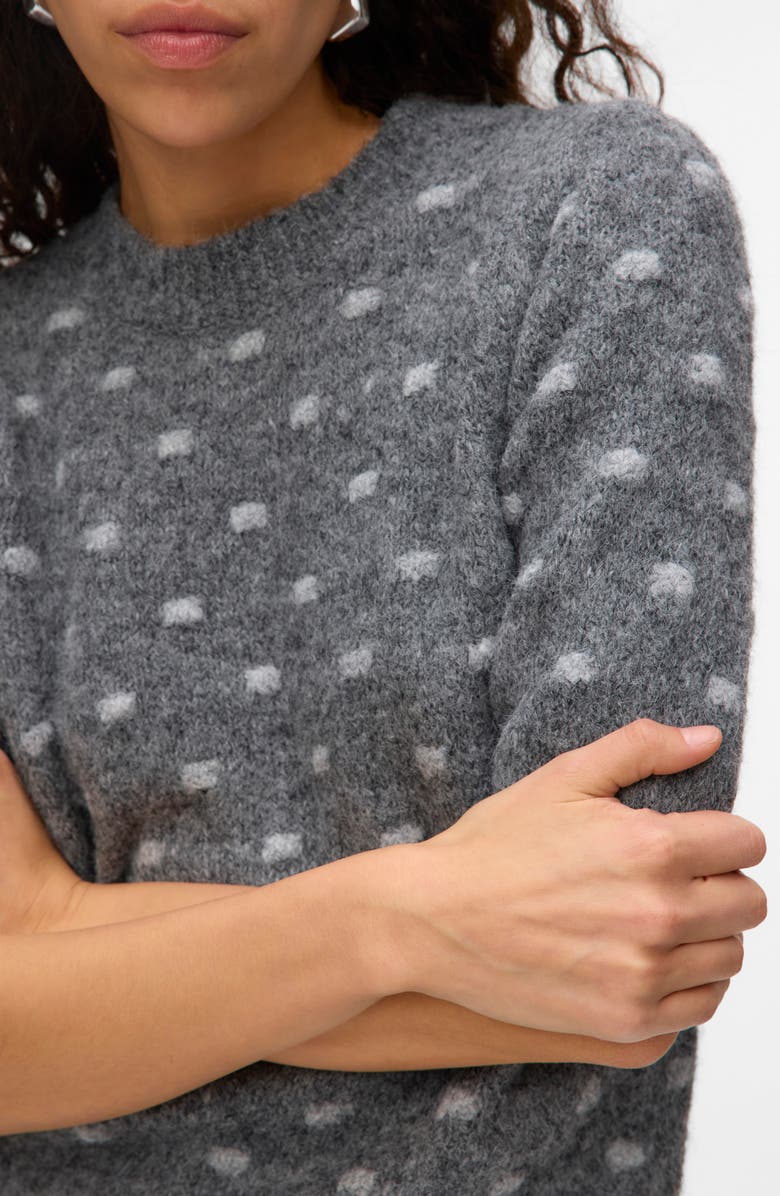 VERO MODA Novah Dotty Crewneck Sweater, Alternate, color, Dark Grey Melange De