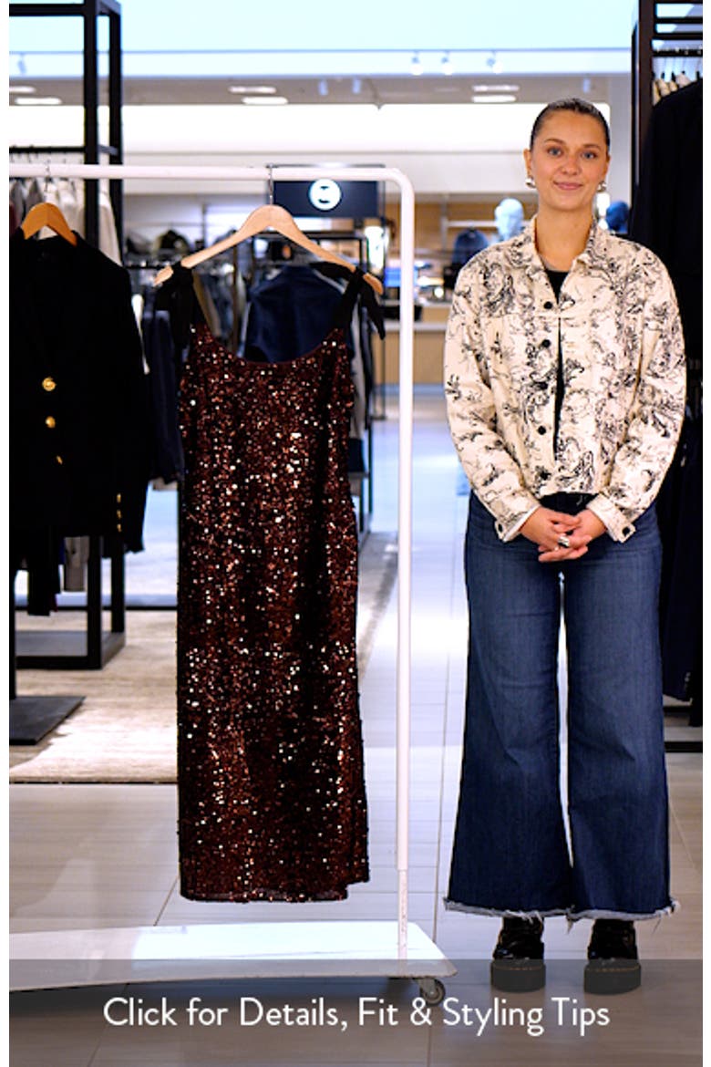 Sequin Tie Shoulder Midi Dress video